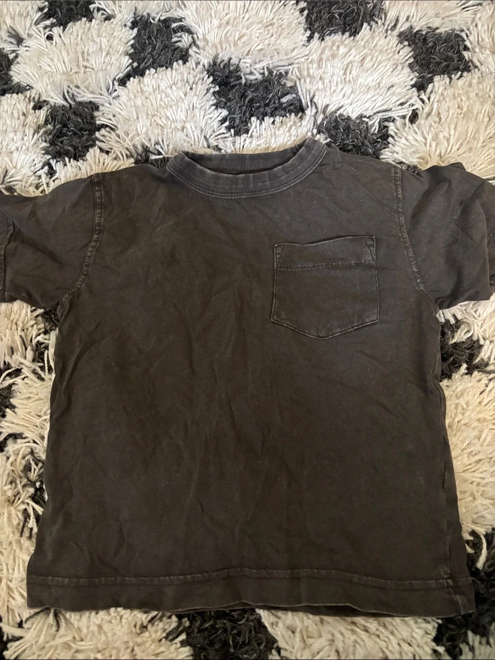 Kids Short Sleeve Pocket Tee - Charcoal acid wash cotton